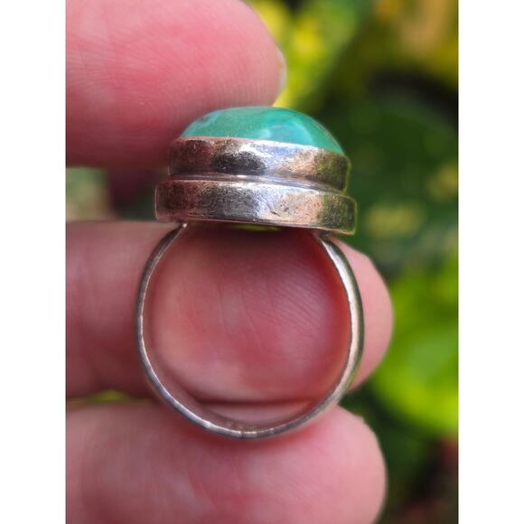 Vintage Sterling Silver Oval Turquoise Modernist Ring Size 6.75 - Picture 5 of 9